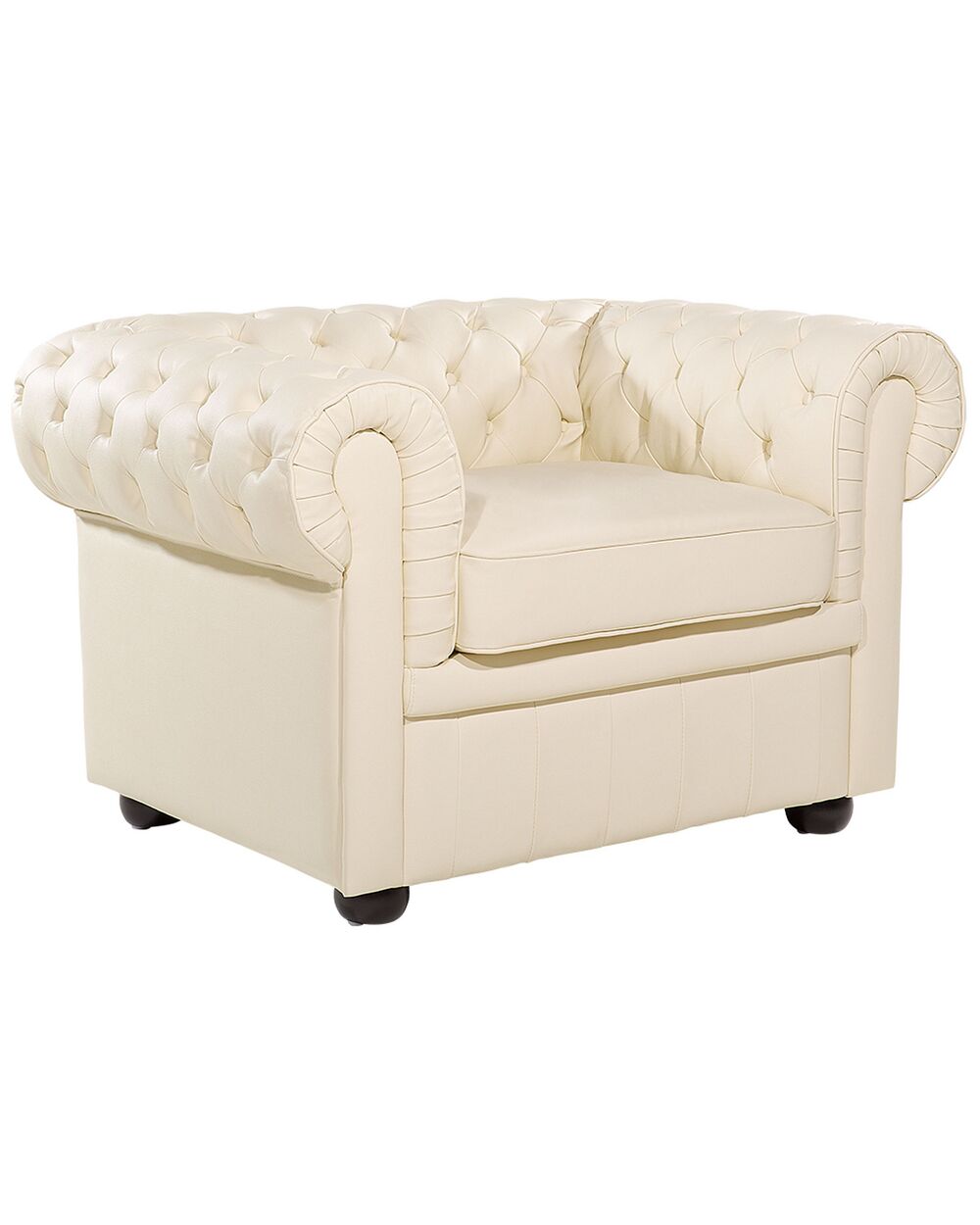 Armchair CHESTERFIELD Leather Beige Beliani