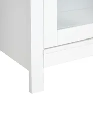 en.casa] Vitrinenschrank Søndersø Vitrine mit Schublade und 2 Glastüren Mehrzweckschrank 70 x 31 x 115 cm Buffetschrank für Wohnzimmer Eichenoptik
