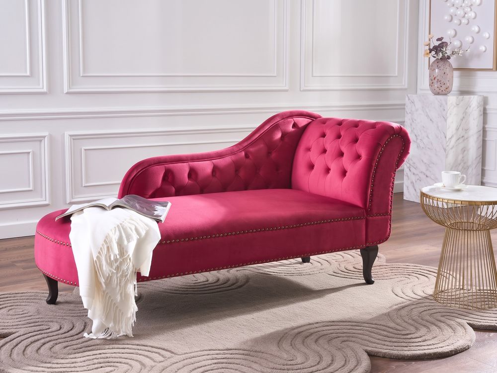 Chaise longue versione destra NIMES Velluto Rosso scuro