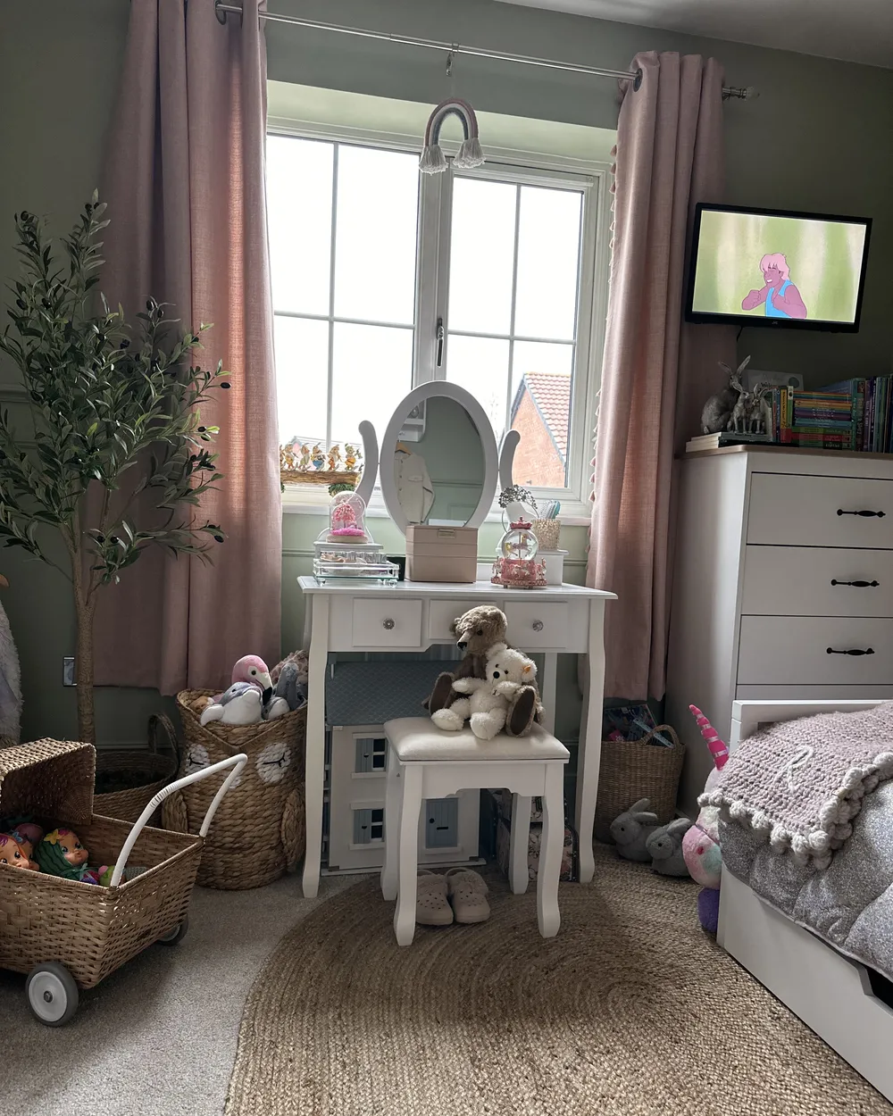 Dressing Table with Mirror and Stool GALAXIE White_920306