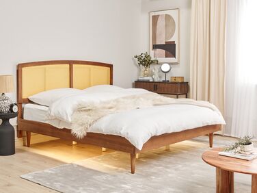 EU Super King Size Bed with LED Light Wood VARZY