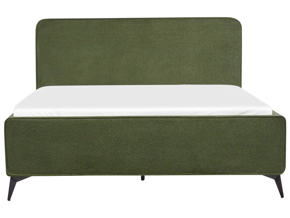 Bed Boucle VALOGNES 160 x 200 cm (EU King Size) Dark Green_930550
