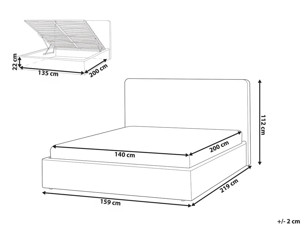Ottoman Bed BRENON Boucle Off-White 140 x 200 cm (EU Double)_1055927