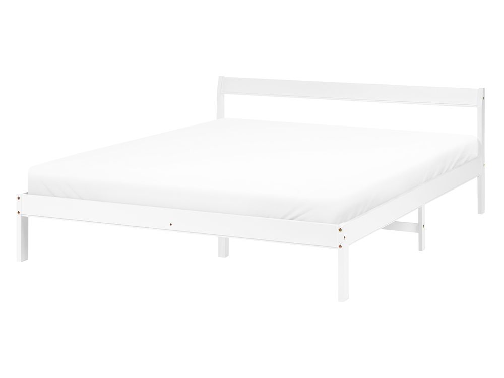 Bed Pine Wood MADONE 140 x 200 cm (EU Double) White
