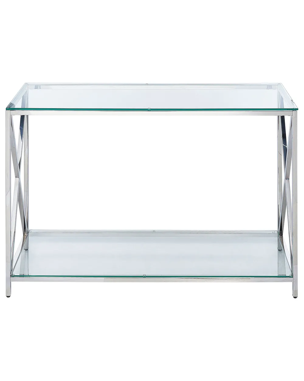 Console Table AUDET Tempered Glass Silver_857859