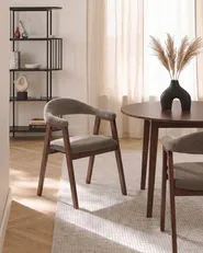 Zestaw 2 krzeseł do jadalni ONECO Drewno Brązowy/ beżowoszary_1085049