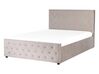 Zamatová posteľ s úložným priestorom 140 x 200 cm sivobéžová AMIENS_914331