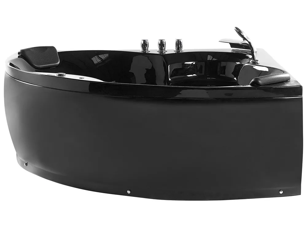 Baignoire Balnéo Samana Beliani - 150 Cm - Acrylique Noir Avec LED - 10 Jets - NEUF