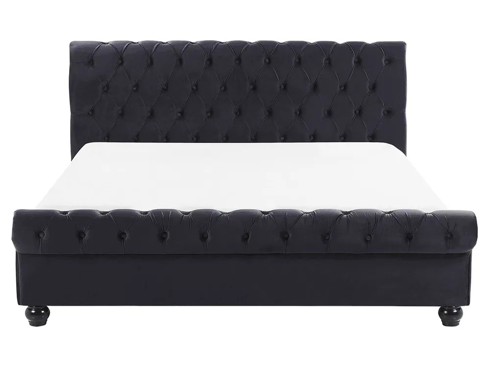 Bett mit Lattenrost Samtstoff AVALLON 160 x 200 cm Schwarz_694378