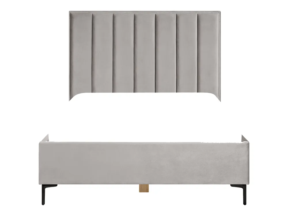 Ottoman Bed SEZANNE Velvet Light Grey 140 x 200 cm (EU Double)_800046