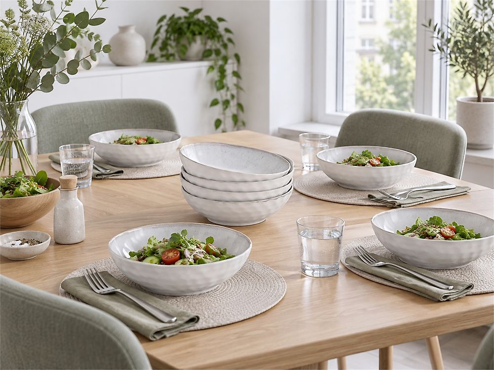 8 x dyb tallerken SESAME Stentøj Lysegrå 18 cm