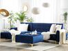 Canapé angle droite convertible en velours bleu marine 4 places avec pouf ABERDEEN_737802