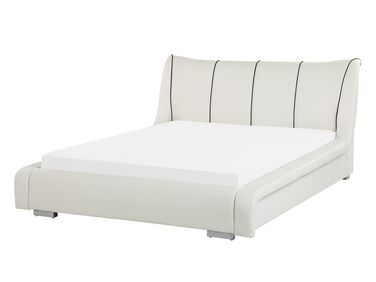 Biela kožená posteľ 140 x 200 cm NANTES