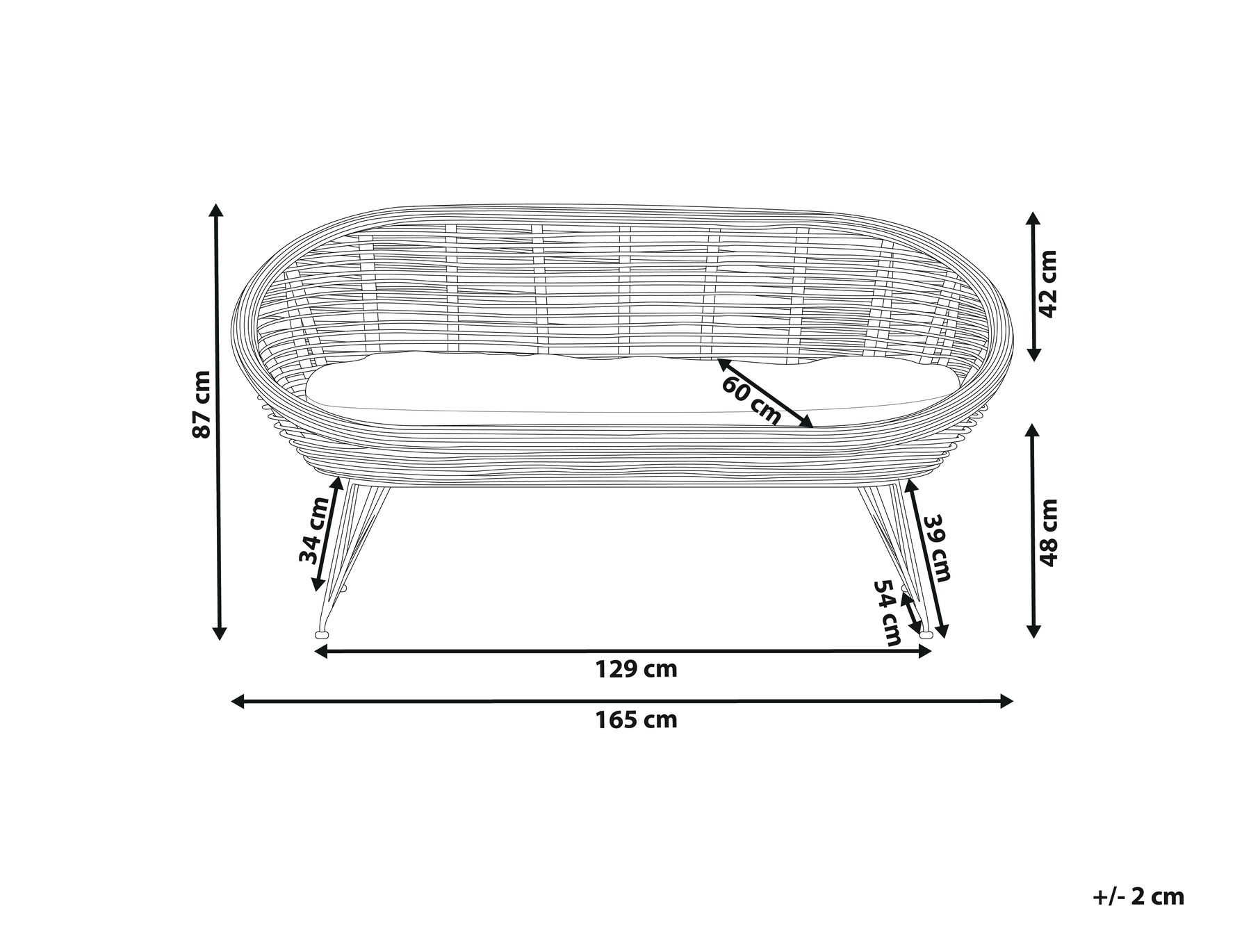 Sofa ogrodowa dla 2 osób MARATEA Rattan Naturalny_878439