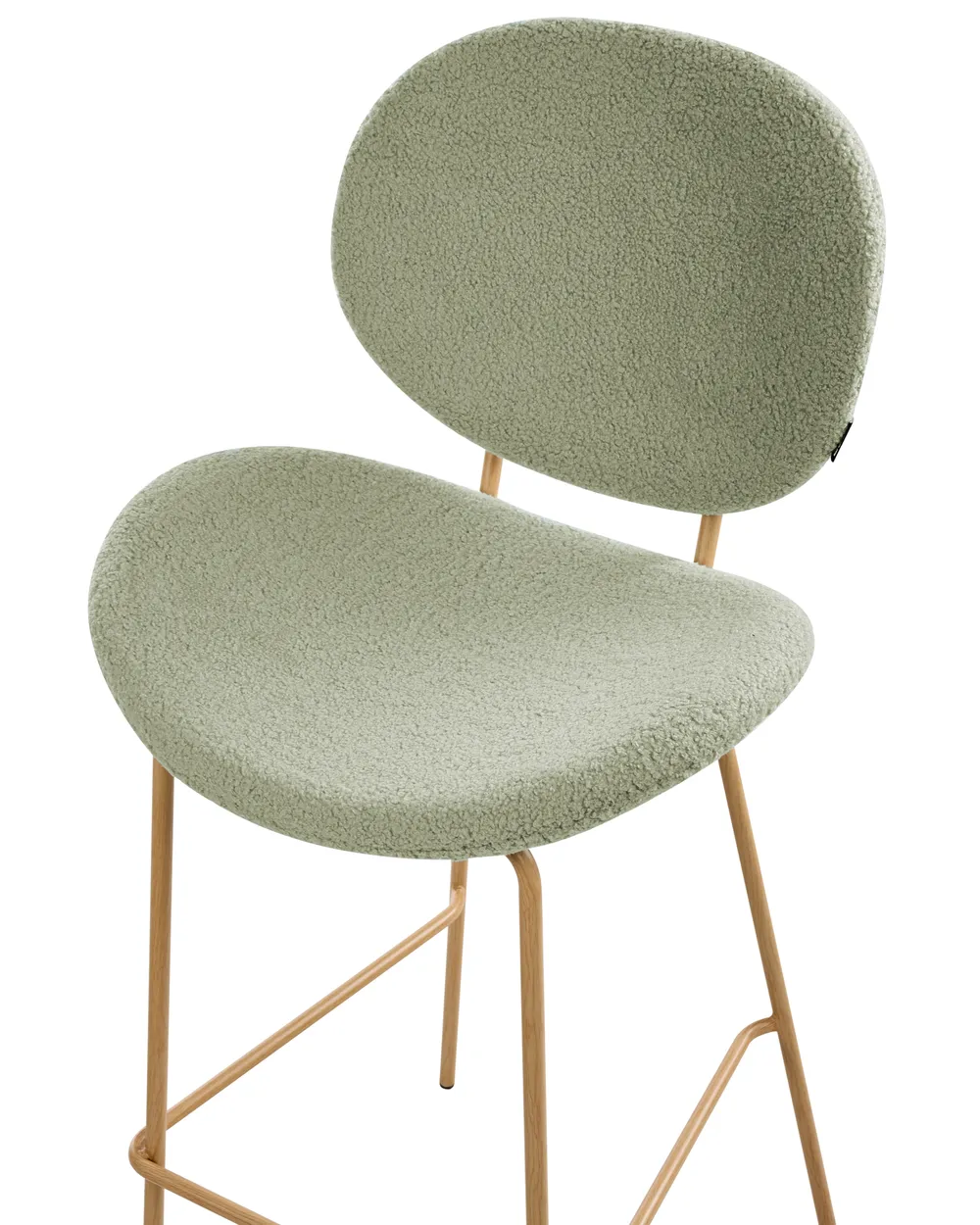 Set of 2 Bar Chairs LUANA Boucle Light Green_1026963