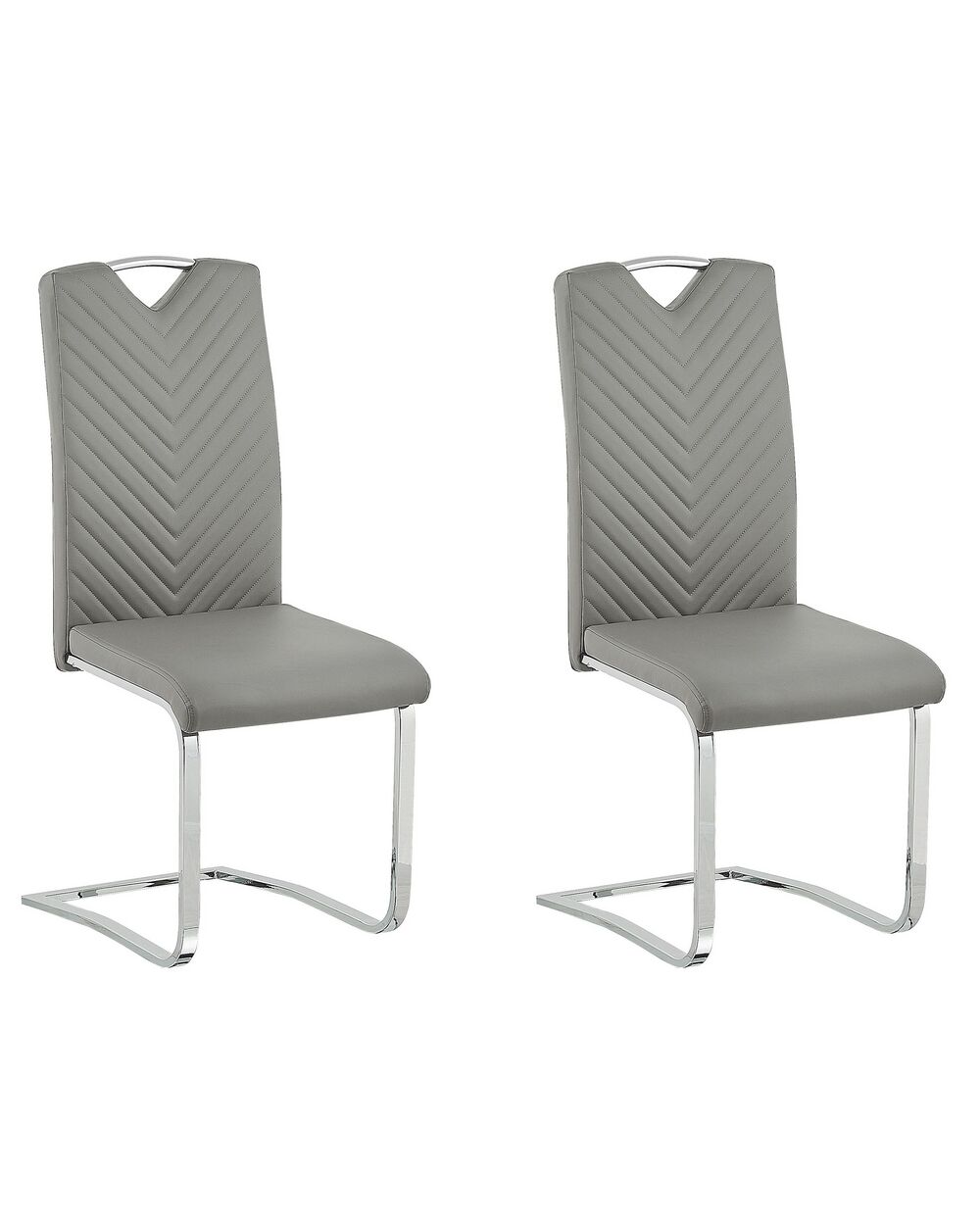 Conjunto de 2 sillas de comedor PICKNES Piel sintética Gris claro