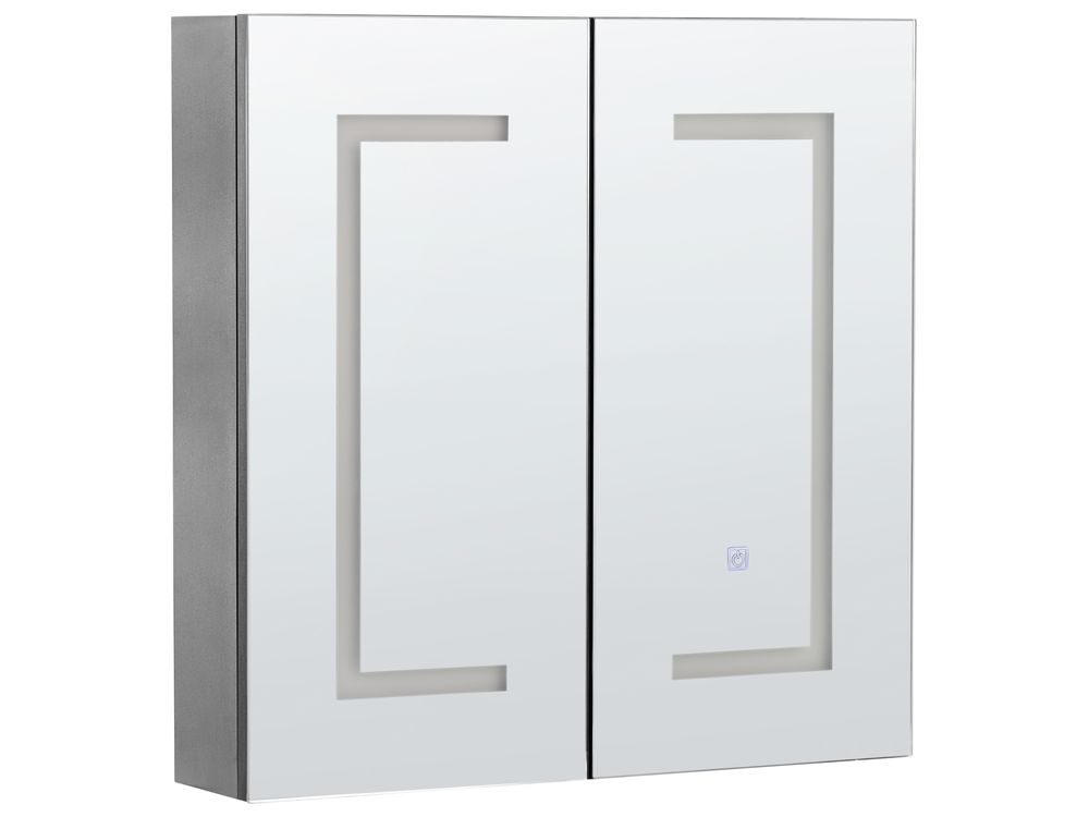 Bathroom Wall Mounted Mirror Cabinet LED MAZARREDO 60 cm x 60 cm Black