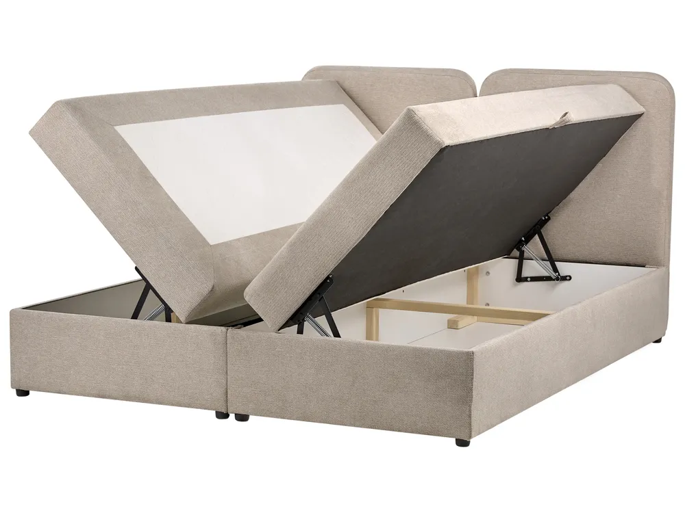 Divano letto con contenitore CHANCELLOR Tessuto Tortora 160 x 200 cm_1062775
