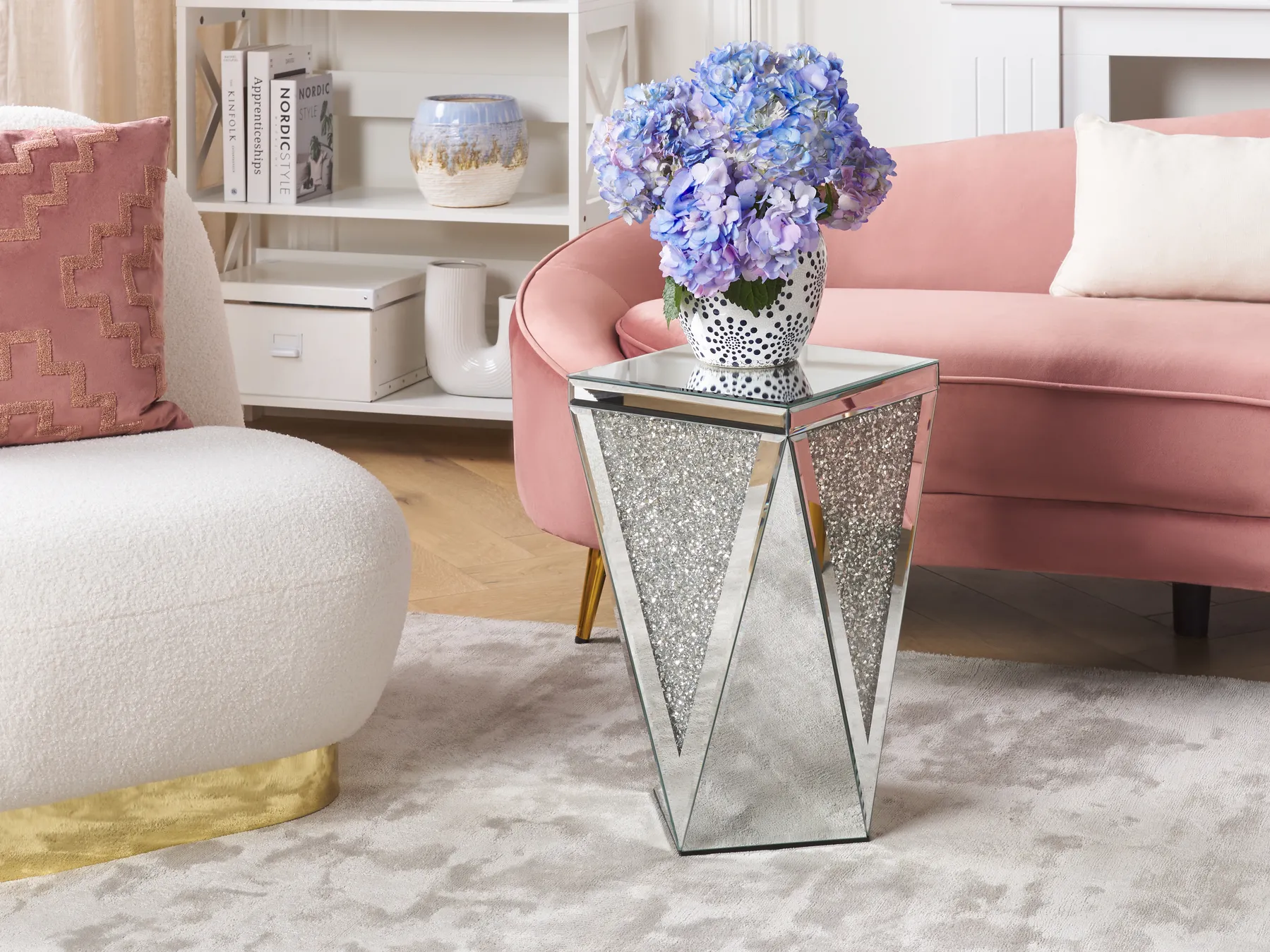 Side Table LUXEY Glass Mirrored Silver_850875