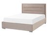Zamatová posteľ s úložným priestorom 140 x 200 cm sivobéžová ROUEN_843829