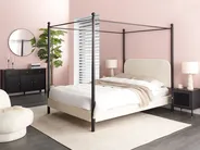 Four Poster Bed Boucle DANNEMOIS 140 x 200 cm (EU Double) Off-White_960921