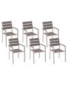 Set of 6 Garden Dining Chairs Grey VERNIO_713308