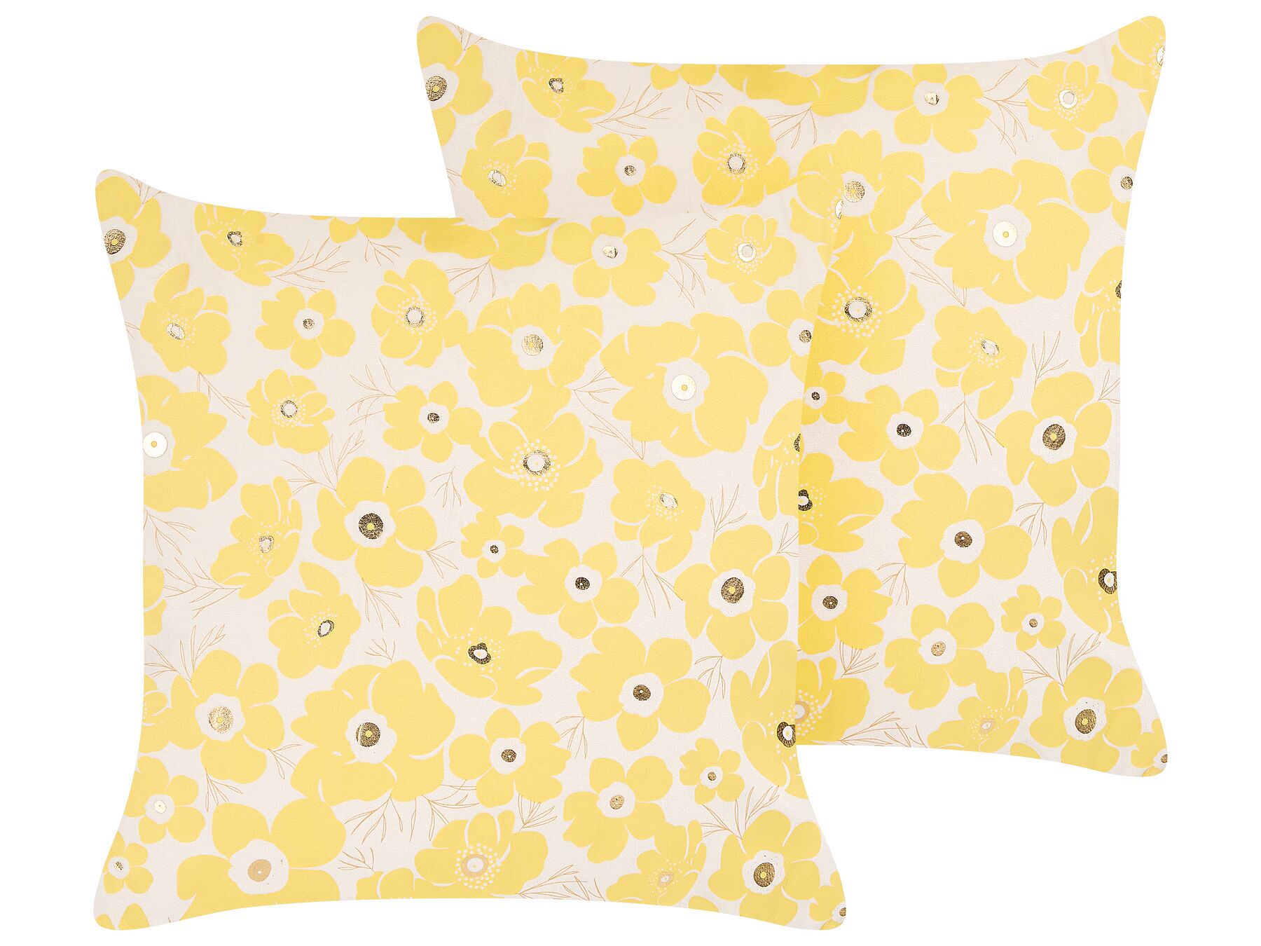 Sierkussen set van 2 fluweel bloemenpatroon beige/geel 45 x 45 cm TRITELEIA_857869