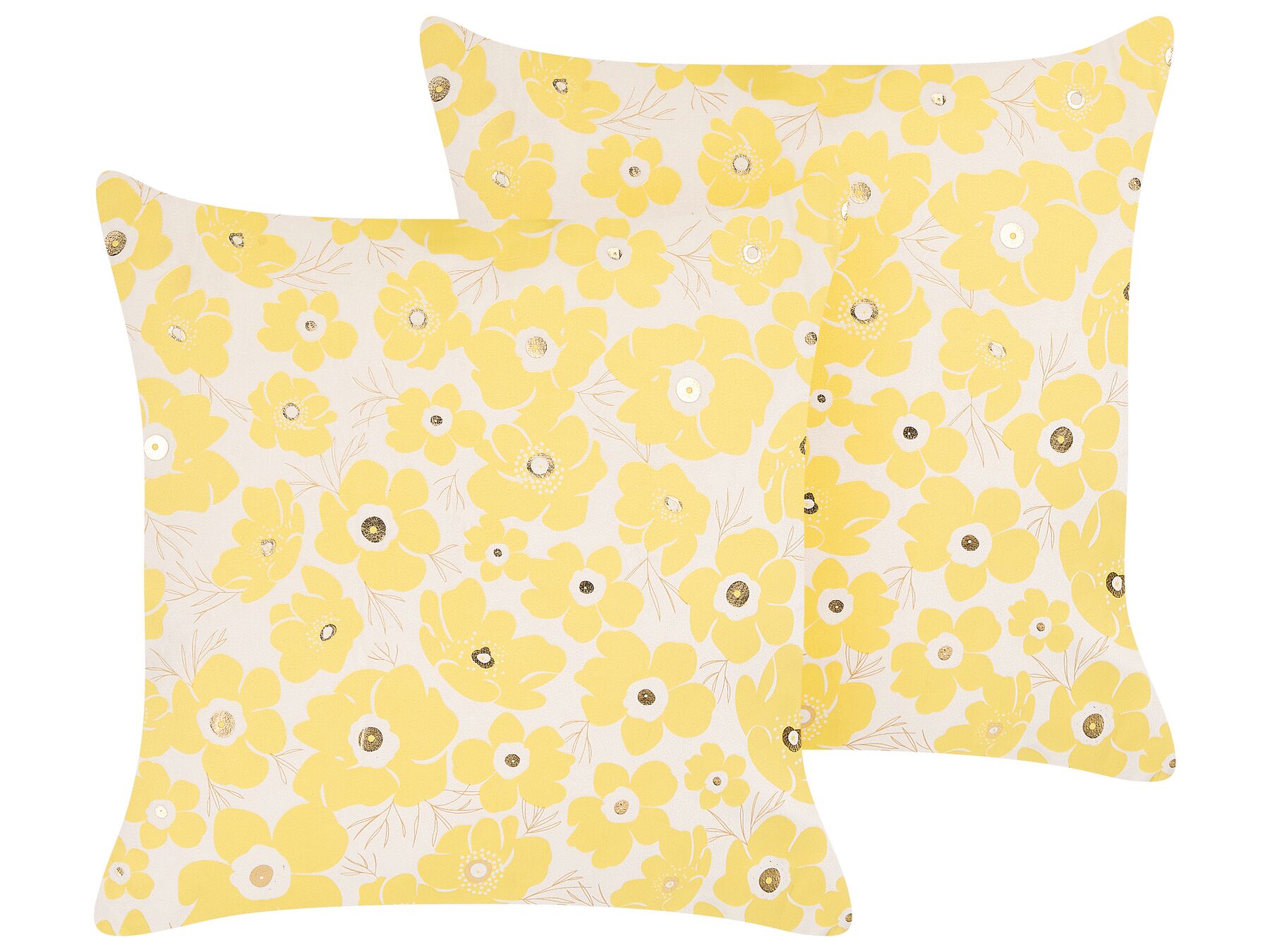 Lot de 2 coussins en velours beige et jaune 45 x 45 cm TRITELEIA_857869