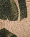 Okrúhly jutový koberec so vzorom ⌀ 140 cm béžová/zelená INCIK_757807