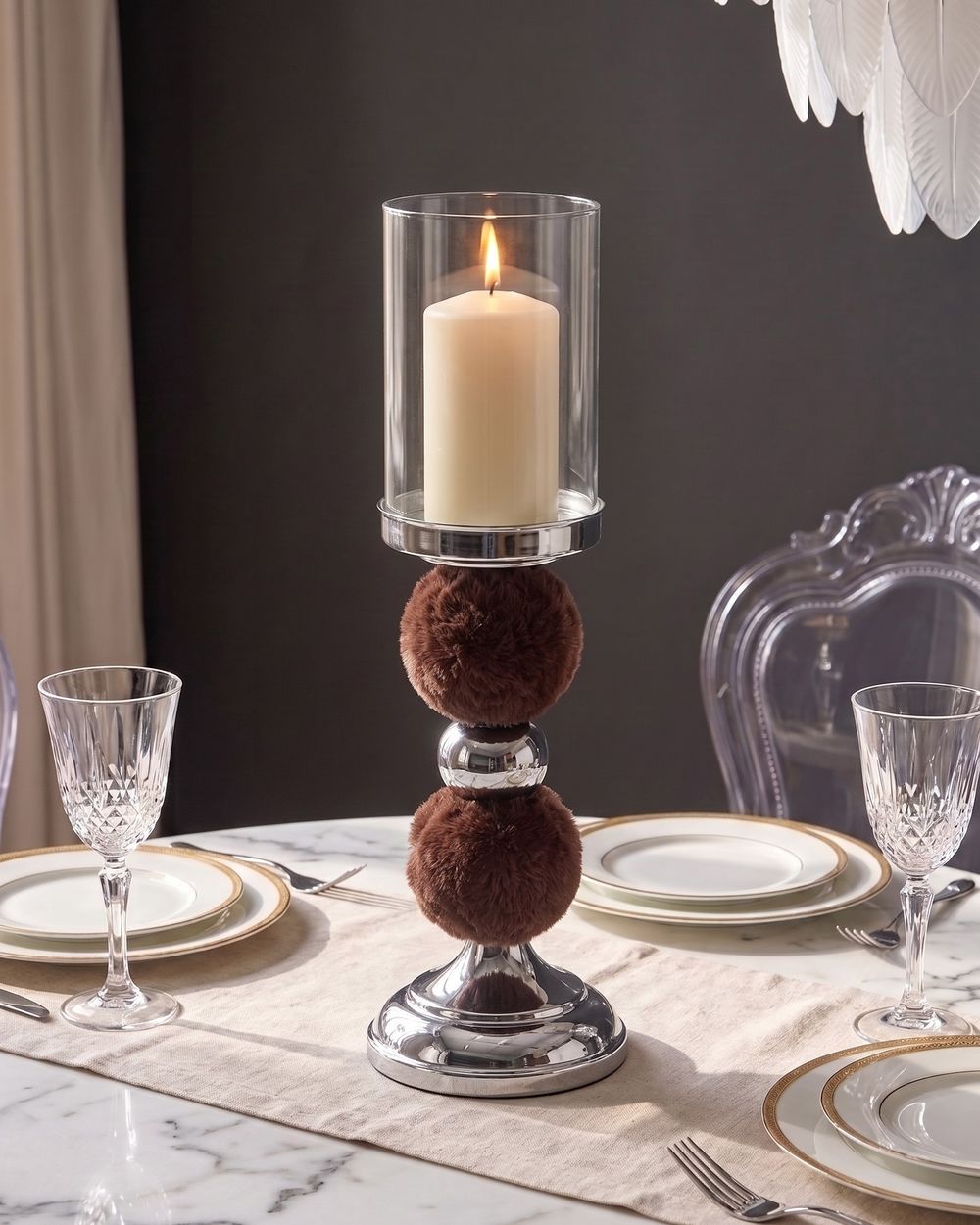Kerzenständer PADRE 38 cm Glas Braun