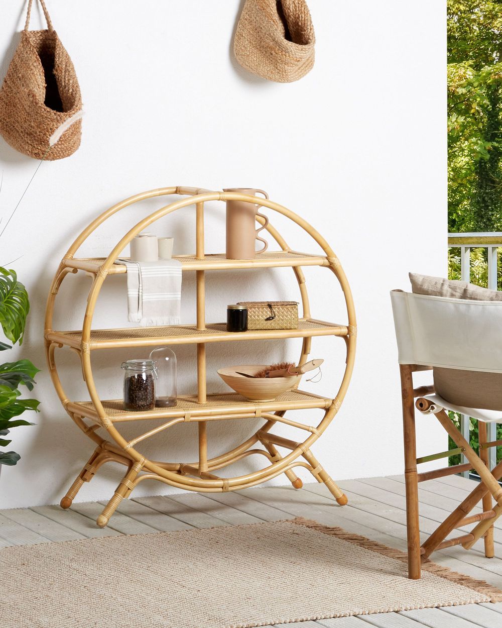 Estantería de 3 niveles TUVALU II 109 cm Ratán Natural