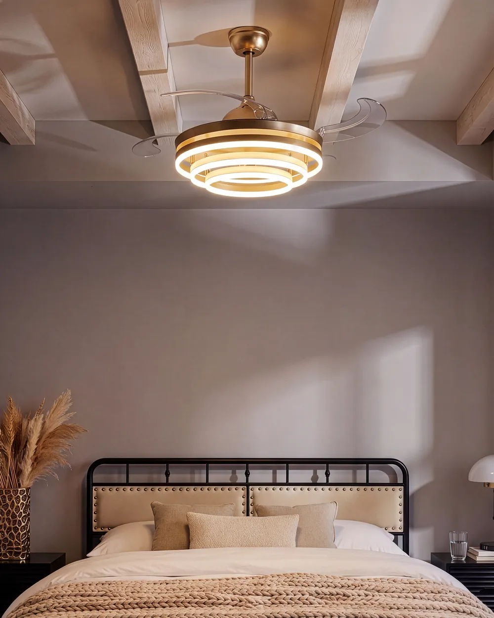 Ceiling Fan with Light AUCILLA with Remote LED Gold
