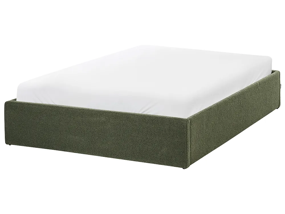 Bett mit Stauraum ohne Kopfteil DINAN Bouclé Dunkelgrün 120 x 200 cm_1188252