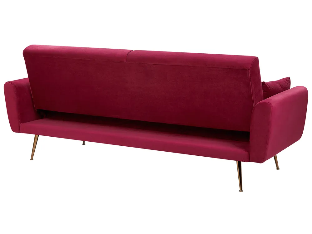 Sofa Bed 3 Seater EINA Velvet Burgundy_762925