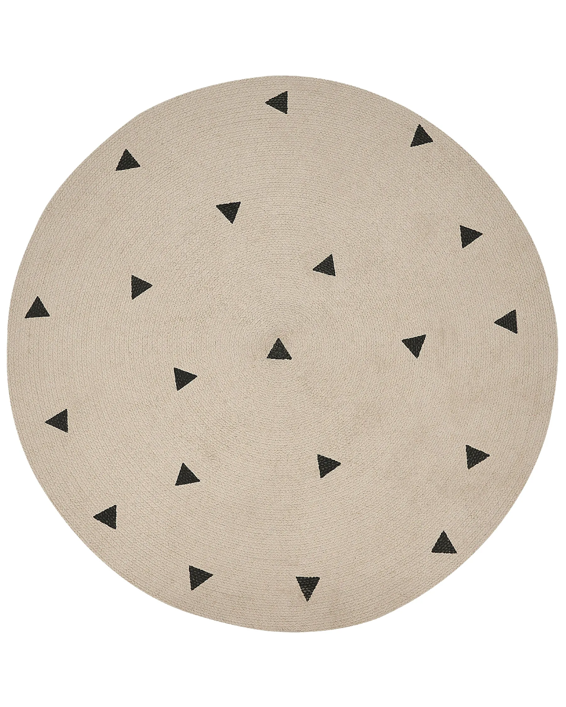 Kids Rug DURG Beige ø 140 cm Cotton | Beliani.co.uk