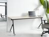 Folding Office Desk with Casters 180 x 60 cm Light Wood and Black BENDI_922475