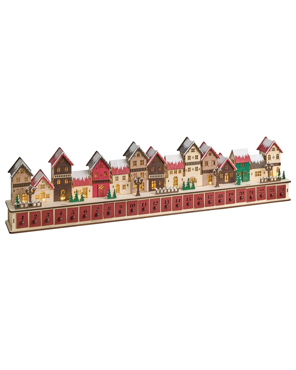 Vianočná dekorácia LED ASPERN 18 cm Adventný kalendár Červená