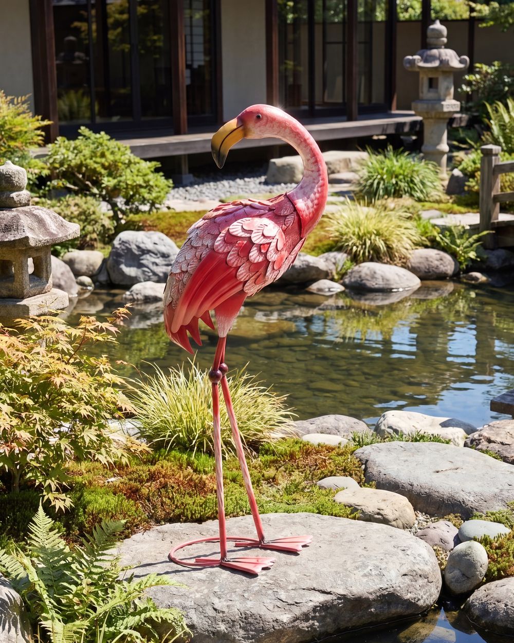 Havestatue PALAWAN Flamingo Lyserød
