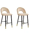 Set of 2 Bar Chairs FALTON Velvet Beige
