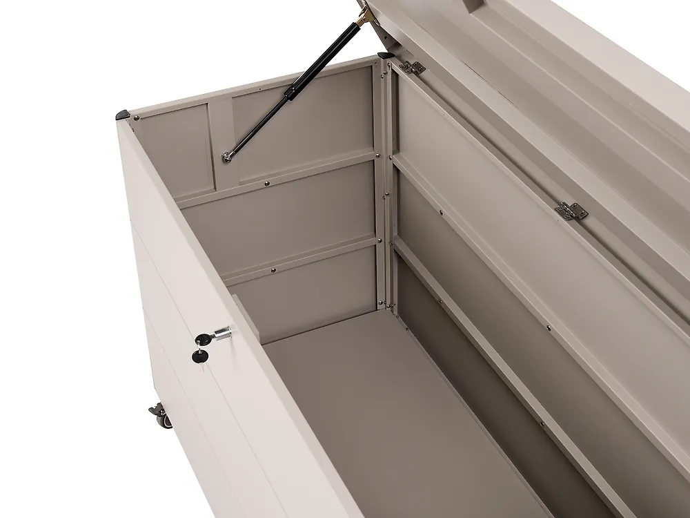Aufbewahrungsbox KYMI 136 cm 55 cm Metall mit Rädern Beige_1172874