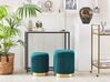 Set of 2 Velvet Storage Pouffes Teal Blue MIRAMAR_772673