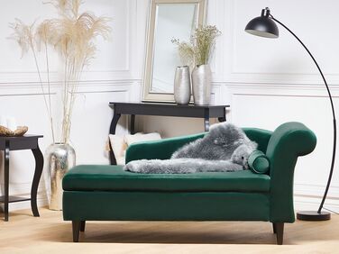 Right Hand Velvet Chaise Lounge Emerald Green LUIRO 