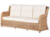 Lounge Set 3-teilig Rattan naturfarben 5-Sitzer Auflagen cremeweiß ALESSANO_928586