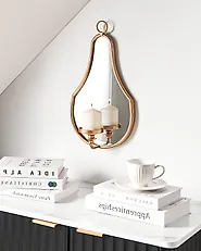 Wall Candle Holder BAZARNES 45 cm Metal Gold_1185536