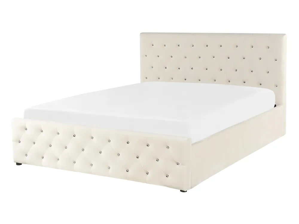 Ottoman Bed AMIENS Velvet Light Beige 140 x 200 cm (EU Double)_791218