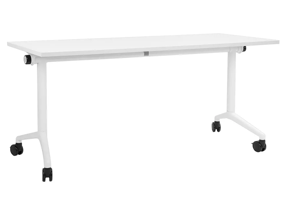 Zusammenklappbarer Schreibtisch CAVI Weiß 160 cm 60 cm mit Rädern ...
