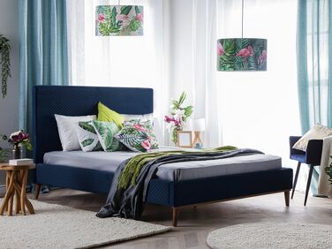 Velvet EU King Size Bed Navy Blue BAYONNE