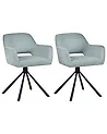 Set of 2 Dining Chairs Swivel LOURES Fabric Light Blue