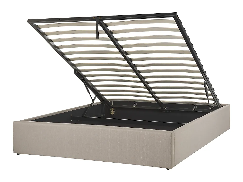 Ottoman Bed without Headboard DINAN Fabric Taupe 120 x 200 cm (EU Small Double)