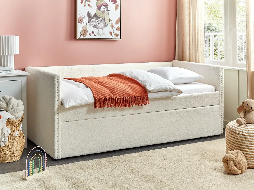 Trundle Bed Boucle TROYES 90 x 200 cm (EU Single) Light Beige_906937